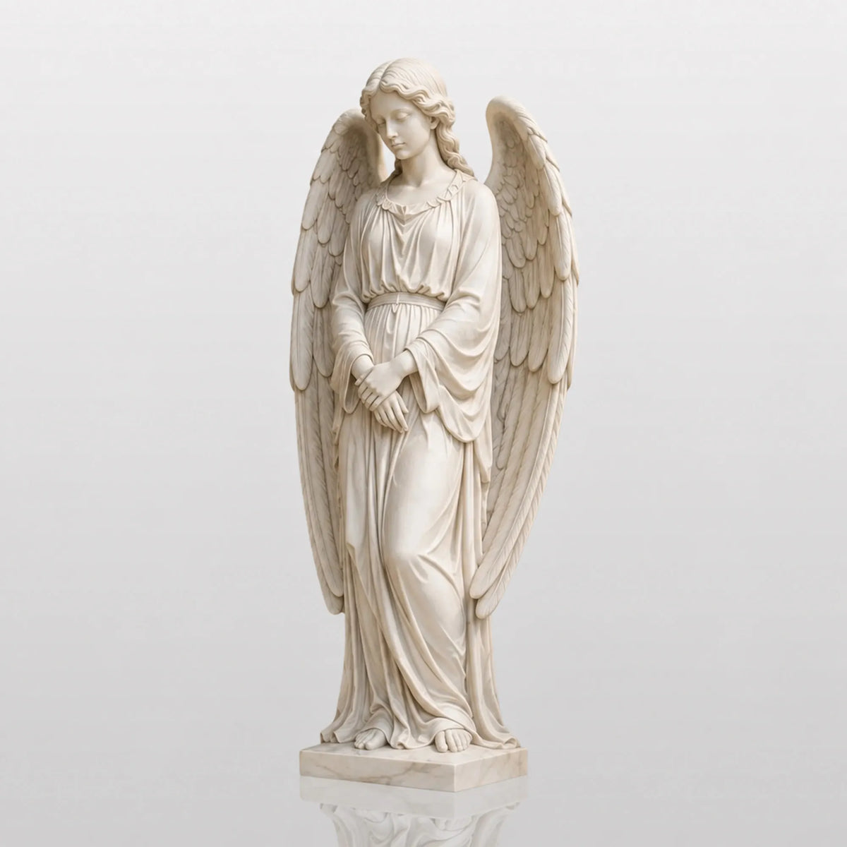 PREMIER White Marble Angel Statue for Entry Hall, Grand Foyer, Hotel Lobby or Church PSM-173