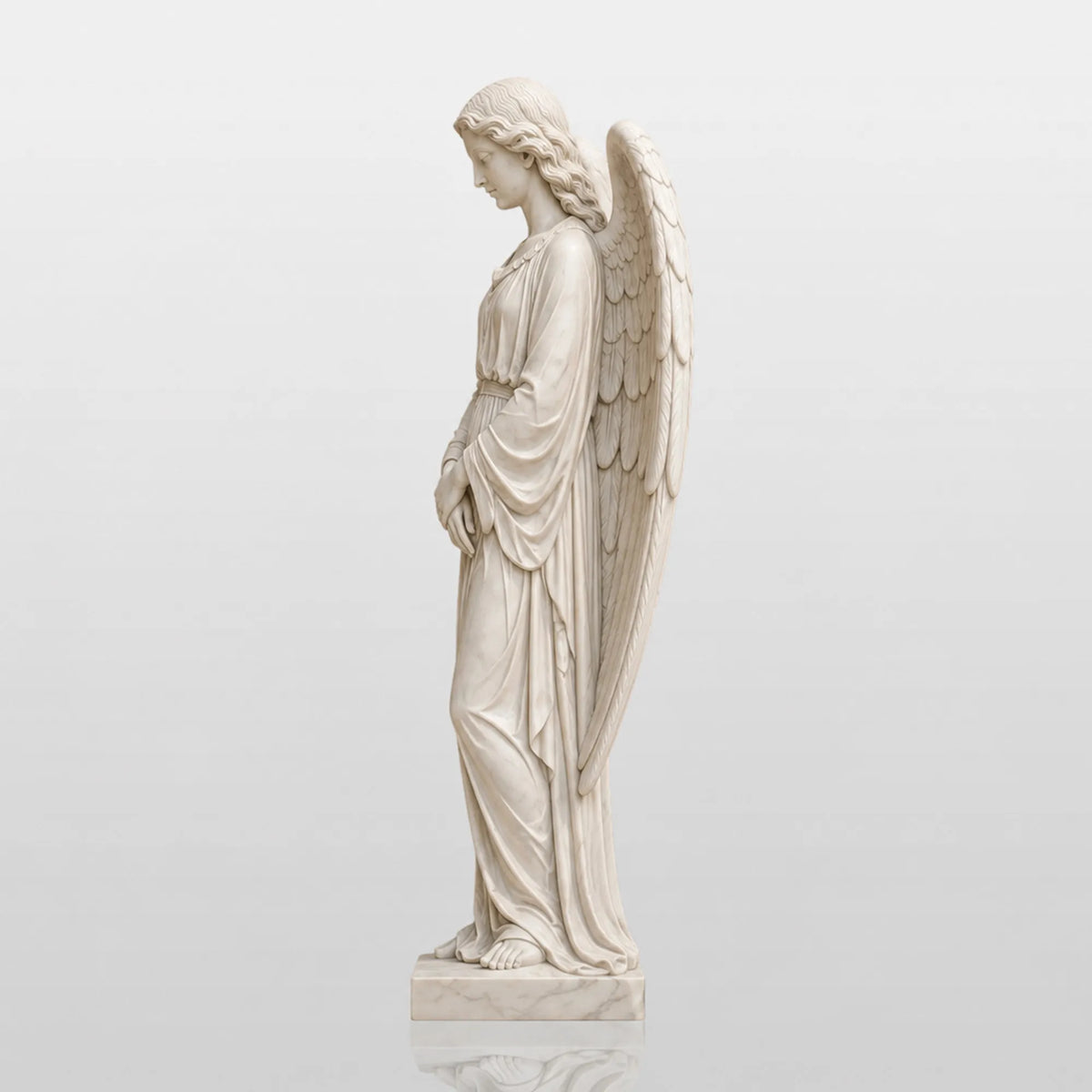 PREMIER White Marble Angel Statue for Entry Hall, Grand Foyer, Hotel Lobby or Church PSM-173