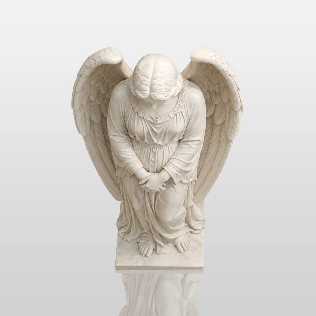 PREMIER White Marble Angel Statue for Entry Hall, Grand Foyer, Hotel Lobby or Church PSM-173
