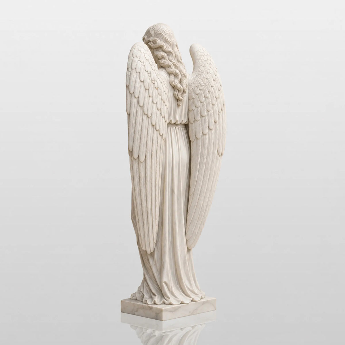 PREMIER White Marble Angel Statue for Entry Hall, Grand Foyer, Hotel Lobby or Church PSM-173