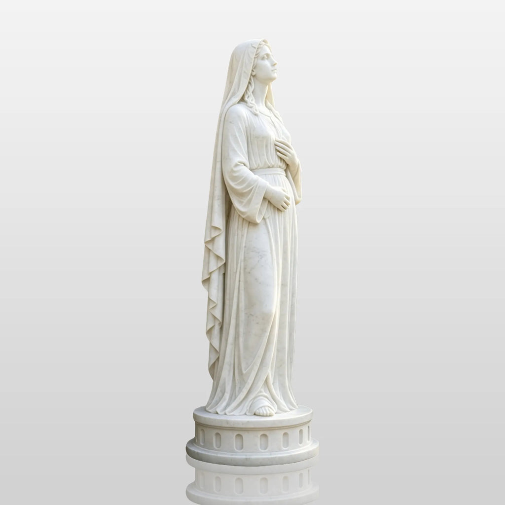 PREMIER White Marble Statue with Virgin Mary Design for Home Garden, Church or Urban Square PSM-192