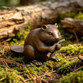 PREMIER Wildlife Bronze Beaver Statue for Backyard Garden, Front Porch or Waterfront Deck PSB-251