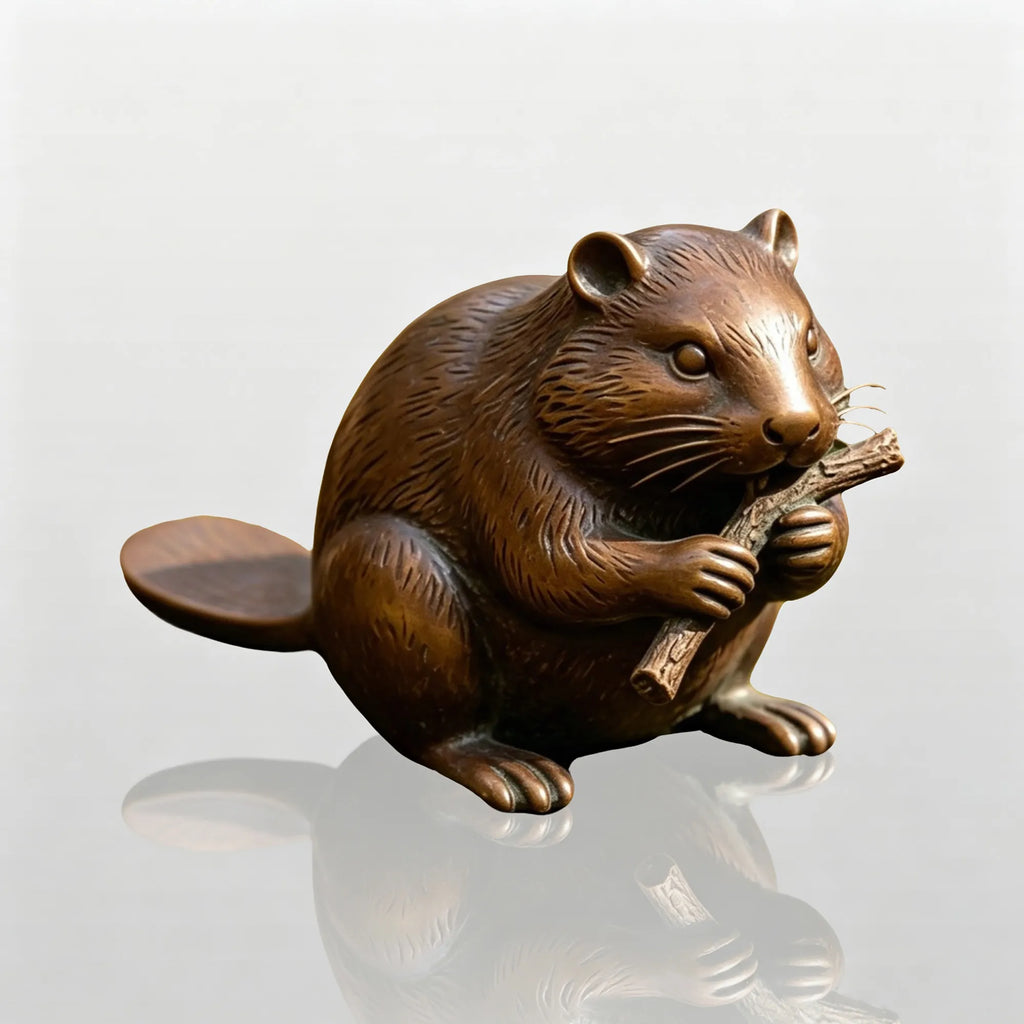 PREMIER Wildlife Bronze Beaver Statue for Backyard Garden, Front Porch or Waterfront Deck PSB-251