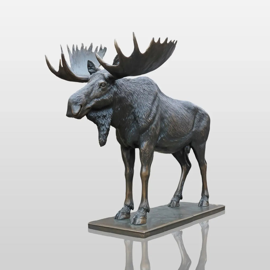 PREMIER Wildlife Bronze Sculpture with Standing Moose for Park Greenbelts, Gardens, Lawns and City Plazas PSB-192