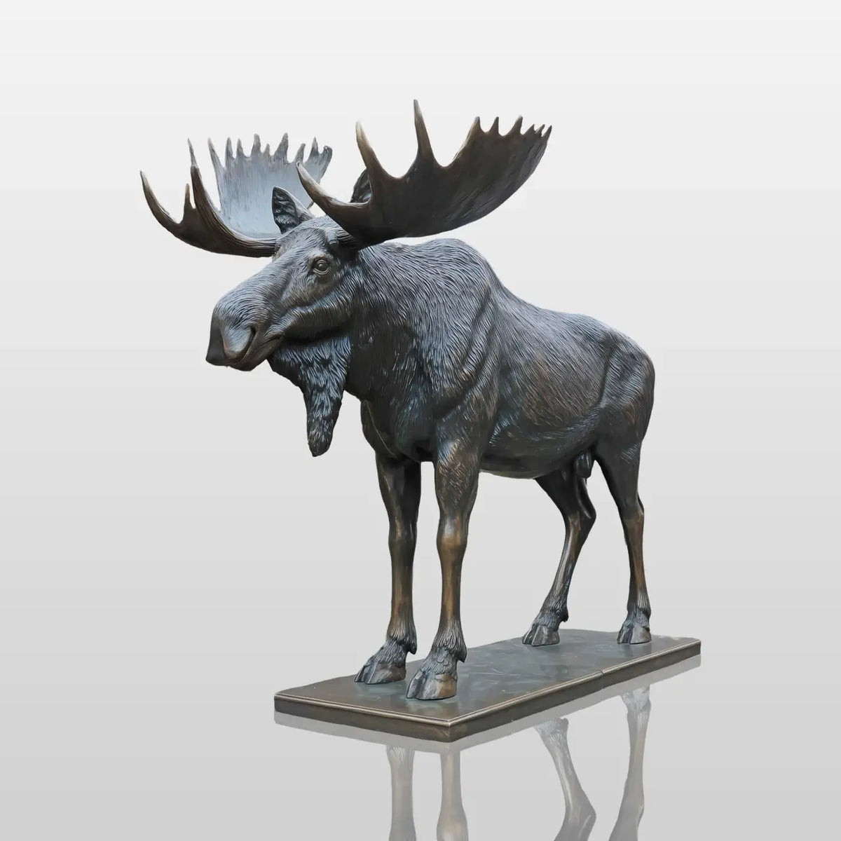 PREMIER Wildlife Bronze Sculpture with Standing Moose for Park Greenbelts, Gardens, Lawns and City Plazas PSB-192