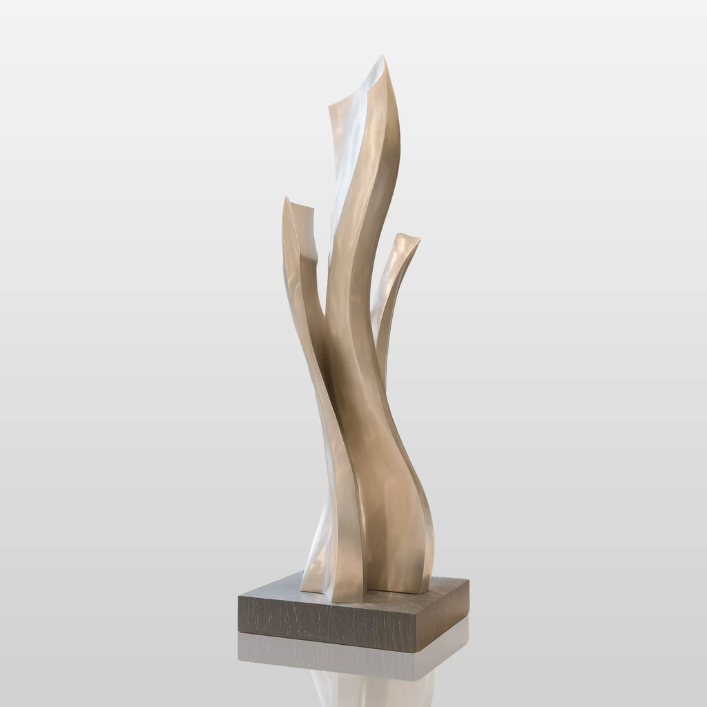 PREMIER Abstract Silver Flowing Flame Stainless Steel Sculpture Modern Metal Art PSSS-239