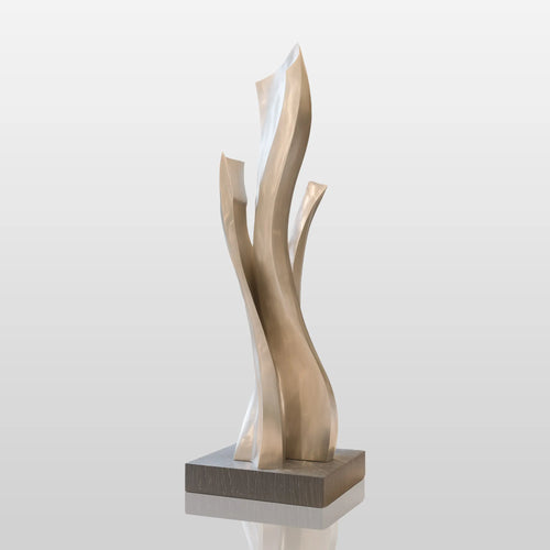 PREMIER Abstract Silver Flowing Flame Stainless Steel Sculpture Modern Metal Art PSSS-239