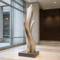 PREMIER Abstract Silver Flowing Flame Stainless Steel Sculpture Modern Metal Art PSSS-239