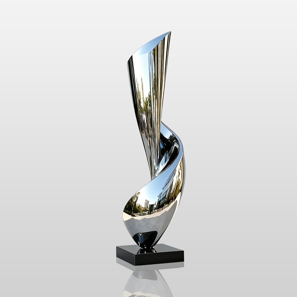 PREMIER Abstract Twisted Spiral Stainless Steel Sculpture with Mirror Polished for Outdoor Garden Decor PSSS-228