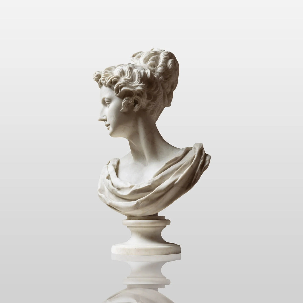 PREMIER Elegant Female Bust Sculpture, Classical Hand-Carved Stone Statue for Modern Home and Art Gallery Decor PSM-127