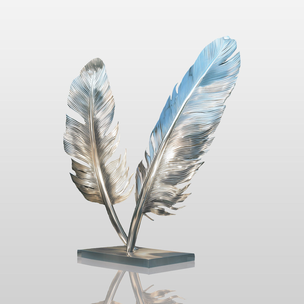 PREMIER Modern Abstract Double Feather Sculpture in Stainless Steel Outdoor Garden Art for Landscape Patio Decor-PSSS-218