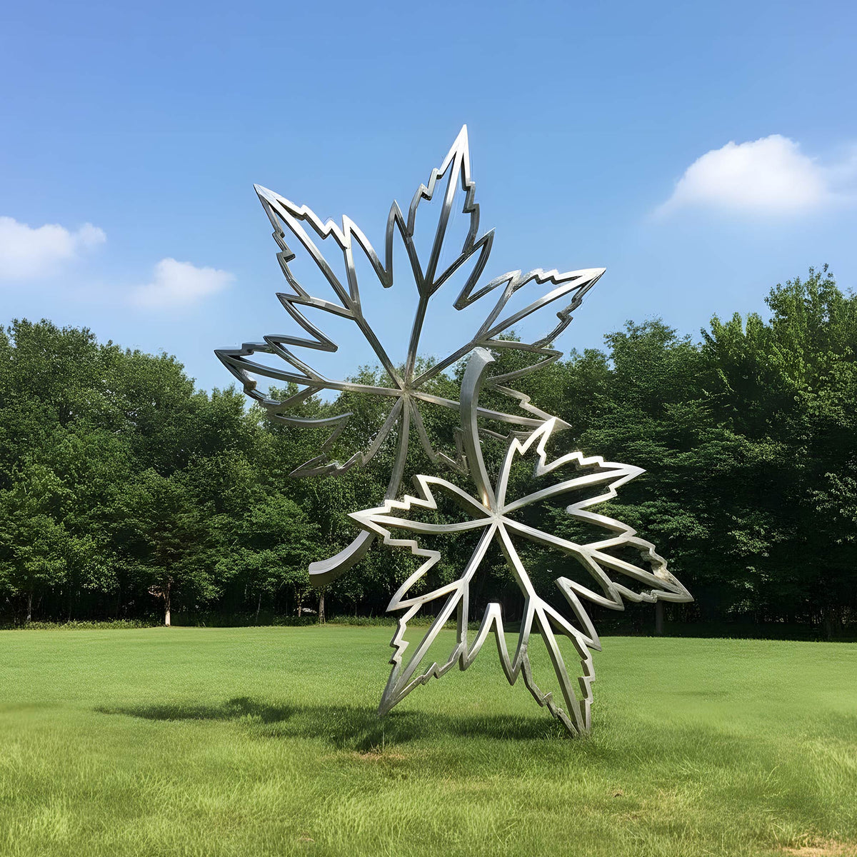 PREMIER Modern Maple Leaf Sculpture in Stainless Steel for Outdoor Garden and Park Decor PSSS-225