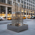 PREMIER Modern Openwork Cube Stainless Steel Sculpture with Mirror Polished Finish for Urban Plaza and Commercial Street PSSS-258