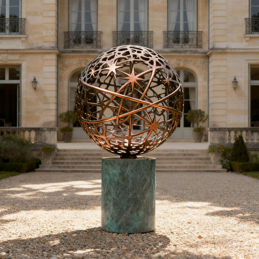 PREMIER Starry Openwork Bronze Sphere Sculpture for Outdoor Estate Decor PSB-150