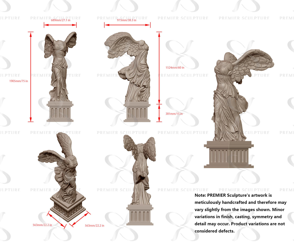 PREMIER Winged Nike Victory of Samothrace 27.1"W x 75"H x 38.3"D PSIS-003
