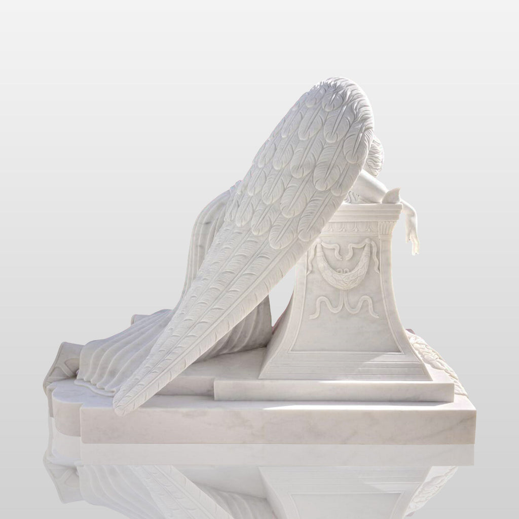 PREMIER White Marble Angel Monument Memorial Sculpture  78.7"W x 60"H x 47.3"D PSIS-004