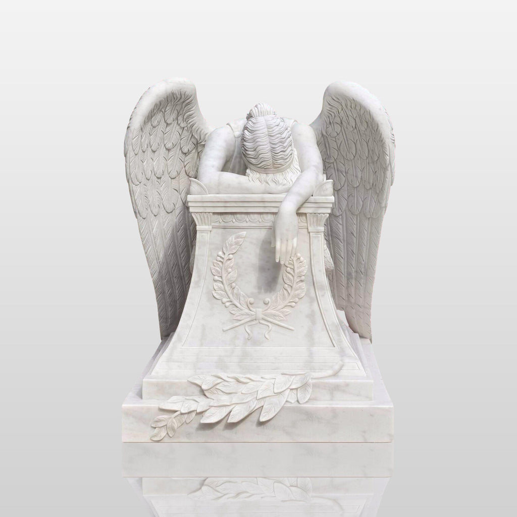 PREMIER White Marble Angel Monument Memorial Sculpture  78.7"W x 60"H x 47.3"D PSIS-004