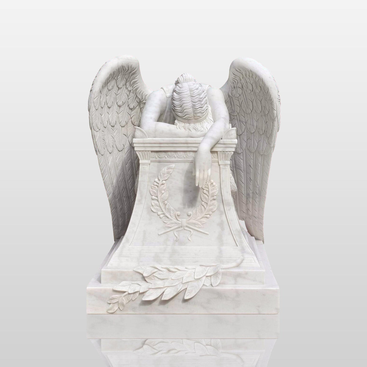 PREMIER White Marble Angel Monument Memorial Sculpture  78.7"W x 60"H x 47.3"D PSIS-004