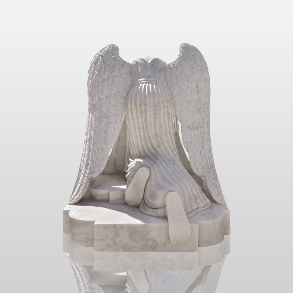 PREMIER White Marble Angel Monument Memorial Sculpture  78.7"W x 60"H x 47.3"D PSIS-004