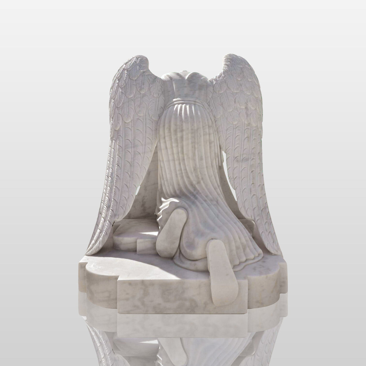 PREMIER White Marble Angel Monument Memorial Sculpture  78.7"W x 60"H x 47.3"D PSIS-004