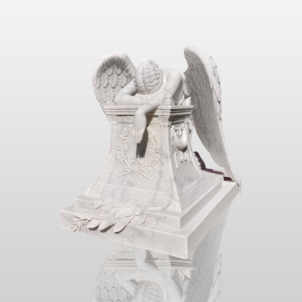 PREMIER White Marble Angel Monument Memorial Sculpture  78.7"W x 60"H x 47.3"D PSIS-004