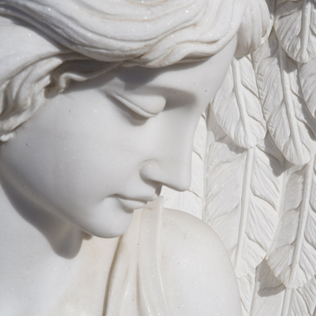 PREMIER Headstone Marble Angel Tombstone Statue for Cemetery PSM-025