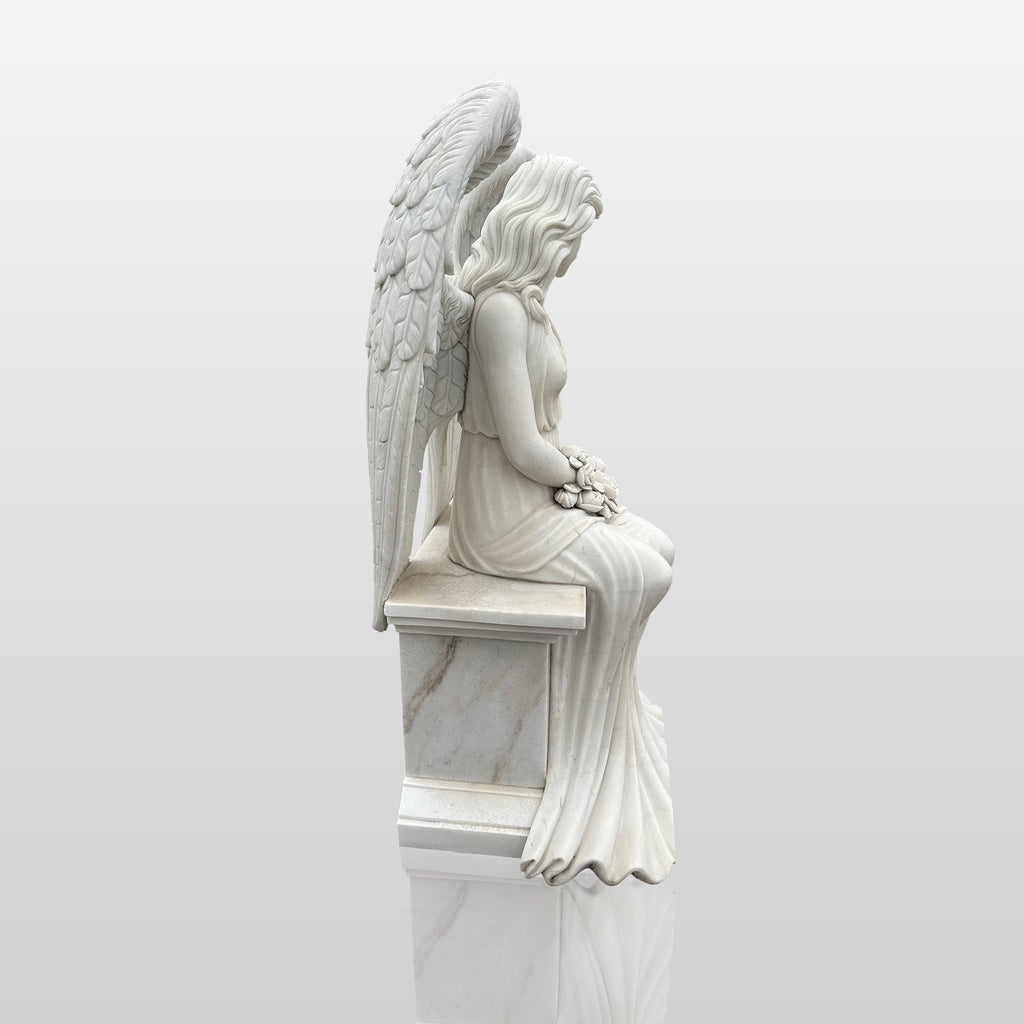 PREMIER Headstone Marble Angel Tombstone Statue for Cemetery PSM-025