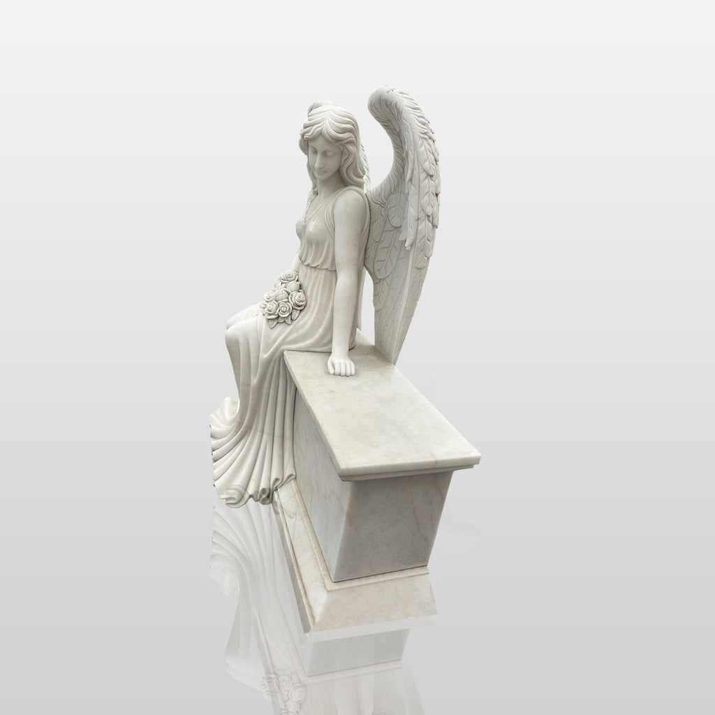 PREMIER Headstone Marble Angel Tombstone Statue for Cemetery PSM-025